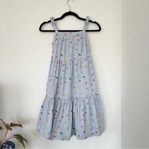 Hanna Andersson Blue & White Striped Fruit Print Dress